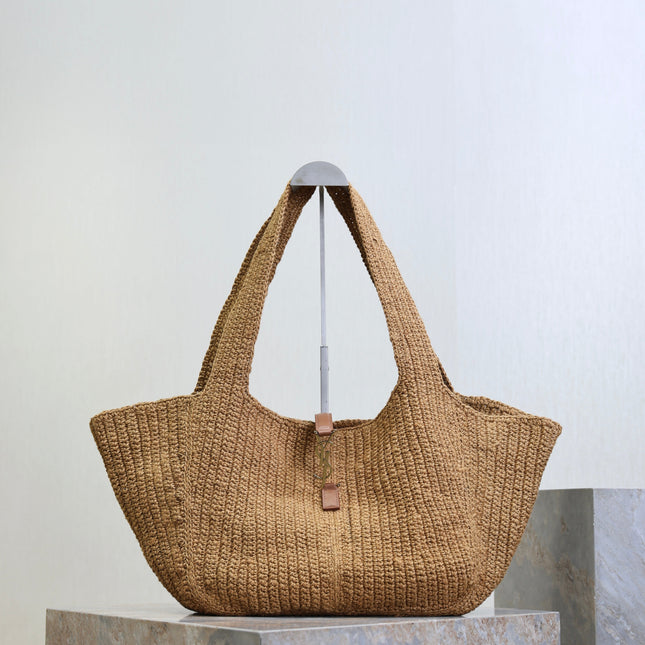 YSL 25S LE 5 À 7 BEA 50 IN NATURAL BROWN CORD AND CALFSKIN GOLD HARDWRE