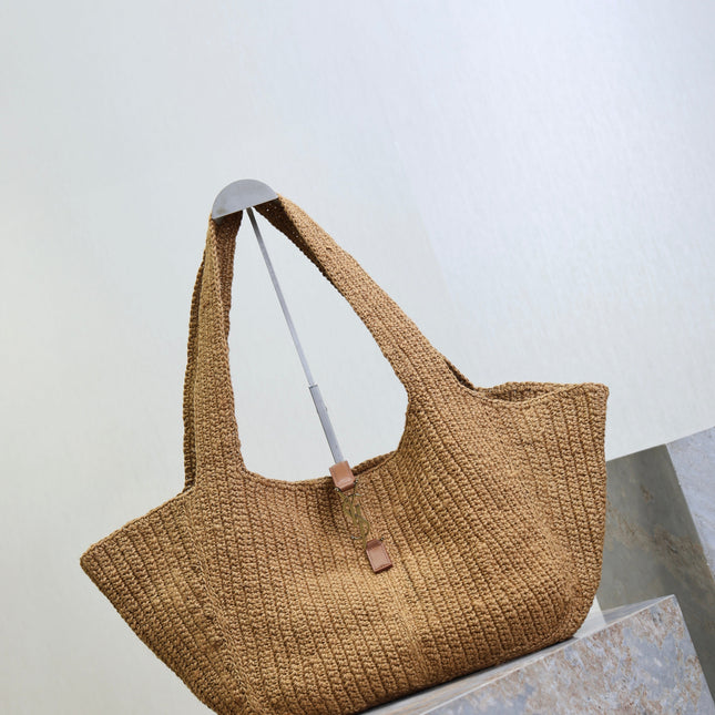 YSL 25S LE 5 À 7 BEA 50 IN NATURAL BROWN CORD AND CALFSKIN GOLD HARDWRE