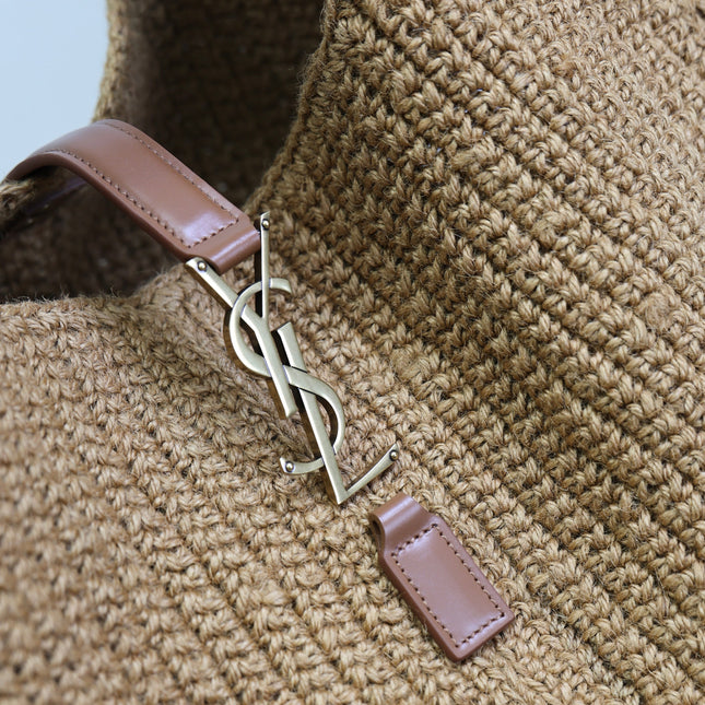 YSL 25S LE 5 À 7 BEA 50 IN NATURAL BROWN CORD AND CALFSKIN GOLD HARDWRE