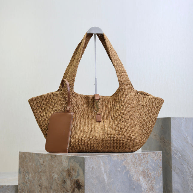 YSL 25S LE 5 À 7 BEA 50 IN NATURAL BROWN CORD AND CALFSKIN GOLD HARDWRE