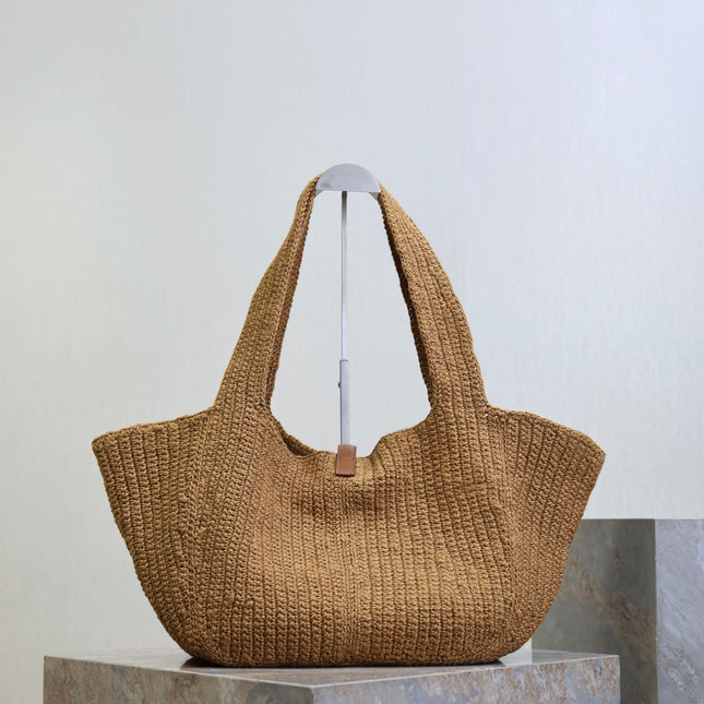 YSL 25S LE 5 À 7 BEA 50 IN NATURAL BROWN CORD AND CALFSKIN GOLD HARDWRE