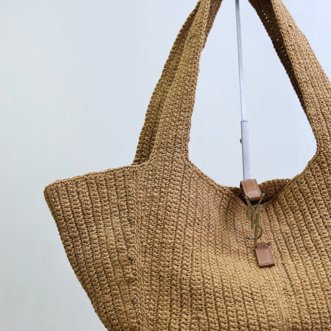 YSL 25S LE 5 À 7 BEA 50 IN NATURAL BROWN CORD AND CALFSKIN GOLD HARDWRE