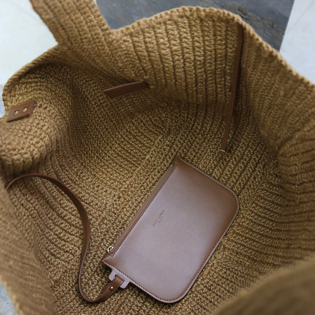 YSL 25S LE 5 À 7 BEA 50 IN NATURAL BROWN CORD AND CALFSKIN GOLD HARDWRE