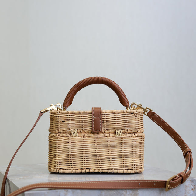 YSL 25S GABY MINI BAG 18 IN OSIER AND BROWN CALFSKIN GOLD HARDWRE