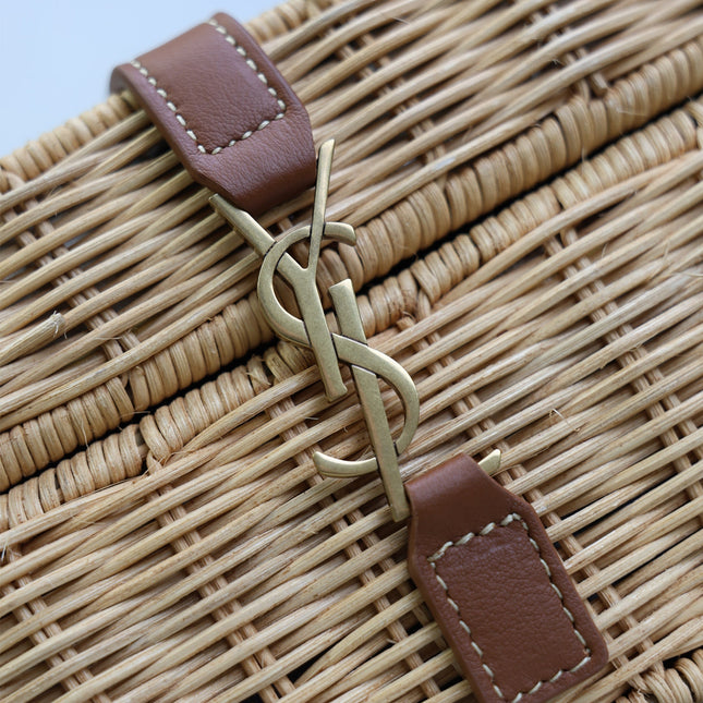 YSL 25S GABY MINI BAG 18 IN OSIER AND BROWN CALFSKIN GOLD HARDWRE