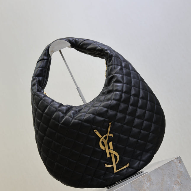 YSL 25S ICARE HOBO 44 IN BLACK QUILTED CALFSKIN GOLD HARDWRE