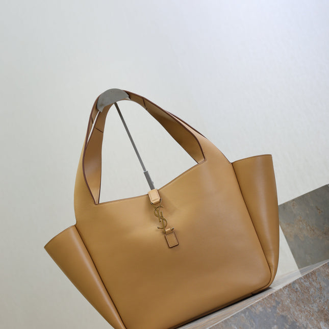 YSL 25S LE 5 À 7 BEA 50 IN DARK CARAMEL CALFSKIN GOLD HARDWRE