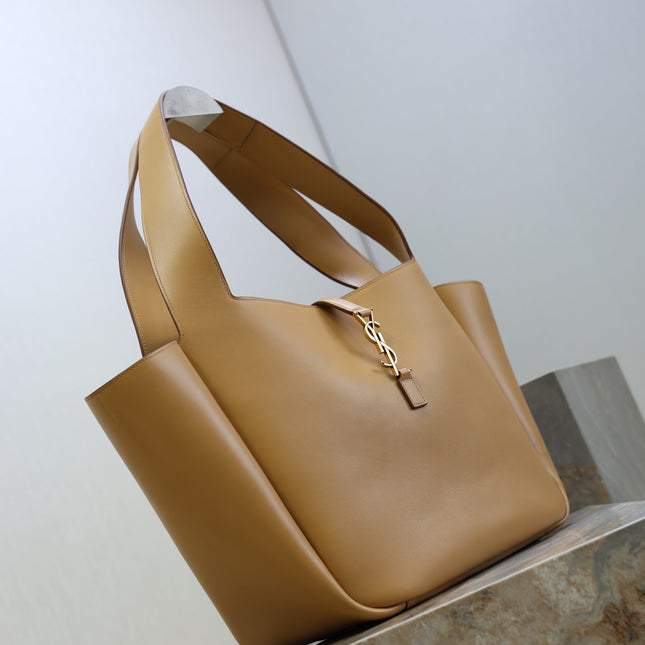 YSL 25S LE 5 À 7 BEA 50 IN DARK CARAMEL CALFSKIN GOLD HARDWRE