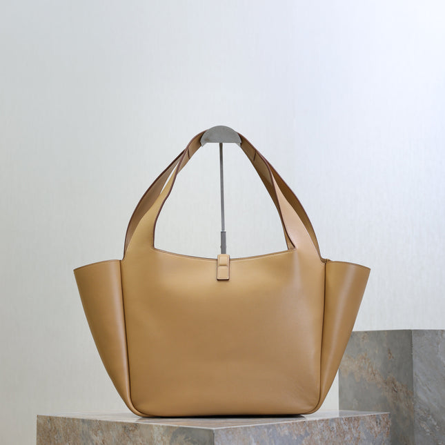 YSL 25S LE 5 À 7 BEA 50 IN DARK CARAMEL CALFSKIN GOLD HARDWRE