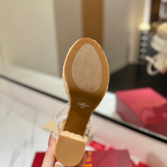 VLTN ESPADRILLE WEDGE SANDALS 25S 115 MM IN WHITE LAMBSKIN