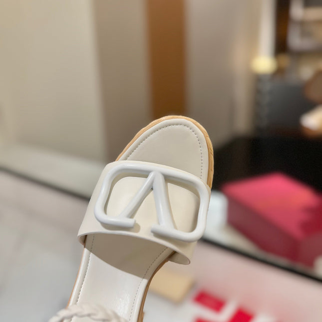 VLTN ESPADRILLE WEDGE SANDALS 25S 115 MM IN WHITE LAMBSKIN
