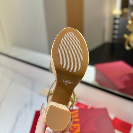 VLTN ESPADRILLE WEDGE SANDALS 25S 115 MM IN GOLD LAMBSKIN WITH GOLD HARDWARE