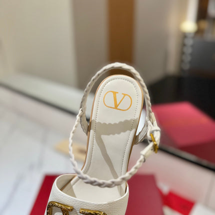 VLTN ESPADRILLE WEDGE SANDALS 25S 115 MM IN WHITE LAMBSKIN WITH GOLD HARDWARE