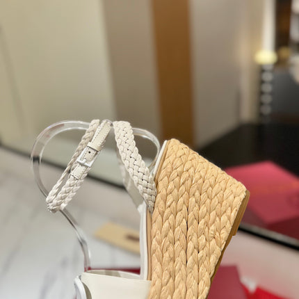 VLTN ESPADRILLE WEDGE SANDALS 25S 90 MM IN WHITE LAMBSKIN STYLE 12