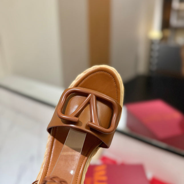 VLTN ESPADRILLE WEDGE SANDALS 25S 90 MM IN BROWN LAMBSKIN STYLE 11