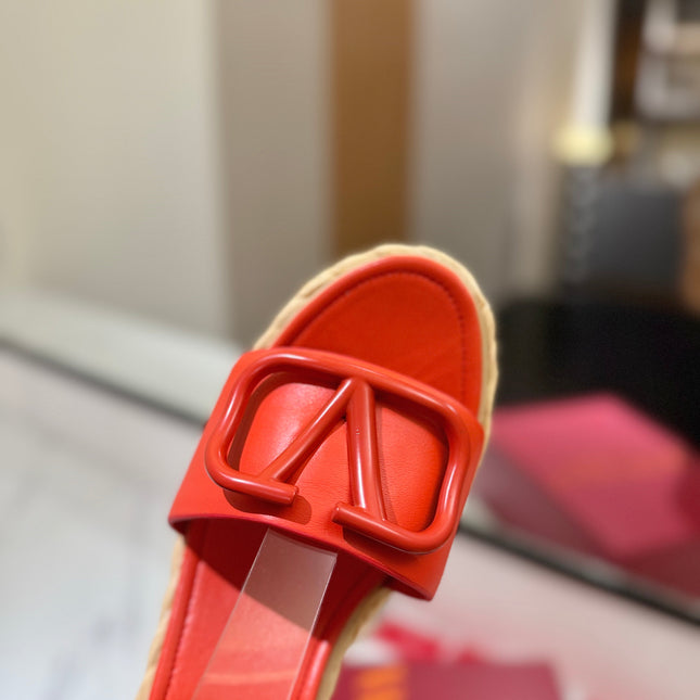VLTN ESPADRILLE WEDGE SANDALS 25S 90 MM IN ORANGE LAMBSKIN STYLE 8