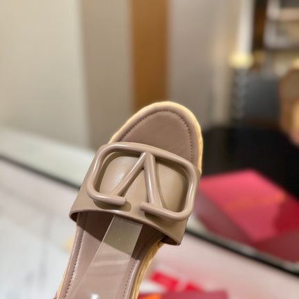 VLTN ESPADRILLE WEDGE SANDALS 25S 90 MM IN BEIGE BROWN LAMBSKIN STYLE 7