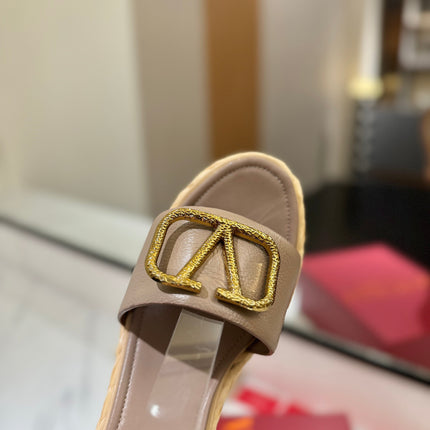 VLTN ESPADRILLE WEDGE SANDALS 25S 90 MM IN BEIGE BROWN LAMBSKIN STYLE 5