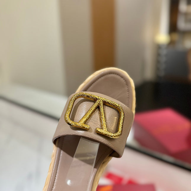 VLTN ESPADRILLE WEDGE SANDALS 25S 90 MM IN BEIGE BROWN LAMBSKIN STYLE 5