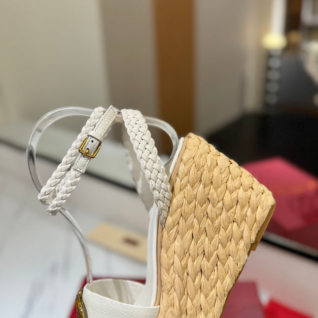 VLTN ESPADRILLE WEDGE SANDALS 25S 90 MM IN WHITE LAMBSKIN STYLE 3