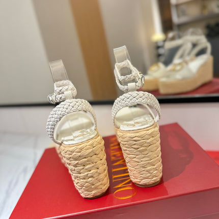 VLTN ESPADRILLE WEDGE SANDALS 25S 90 MM IN WHITE LAMBSKIN STYLE 3