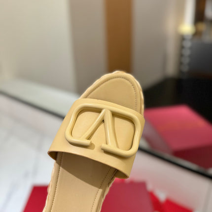 VLTN ESPADRILLE SLIDES 25S IN GOLDEN BEIGE LAMBSKIN STYLE 12
