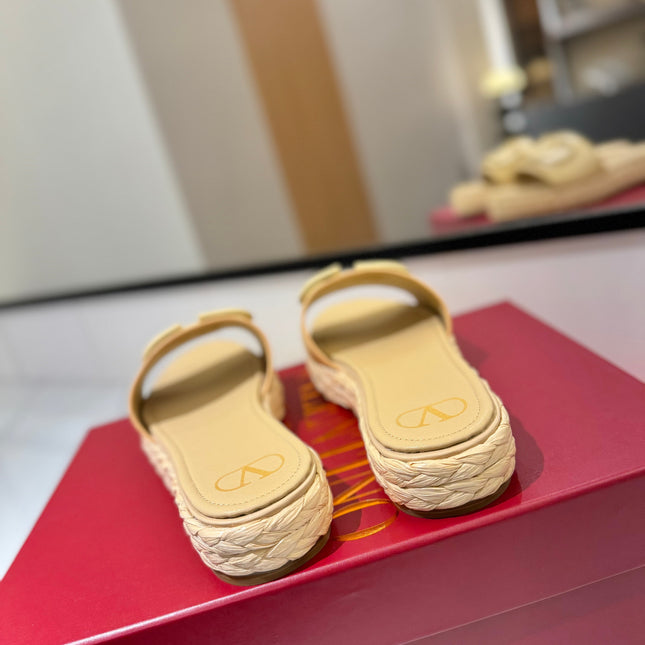 VLTN ESPADRILLE SLIDES 25S IN GOLDEN BEIGE LAMBSKIN STYLE 12