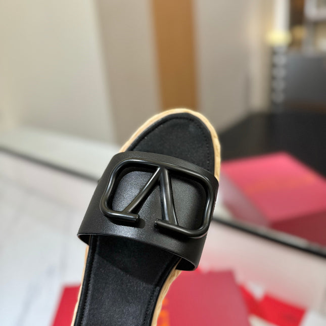 VLTN ESPADRILLE SLIDES 25S IN BLACK LAMBSKIN STYLE 11