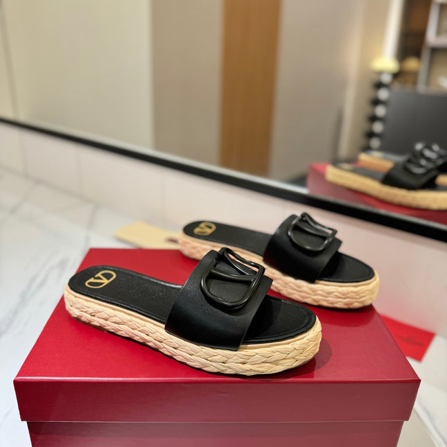 VLTN ESPADRILLE SLIDES 25S IN BLACK LAMBSKIN STYLE 11