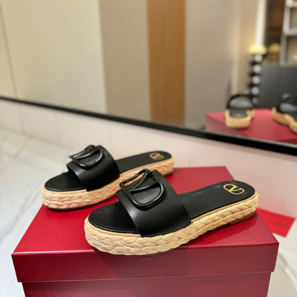 VLTN ESPADRILLE SLIDES 25S IN BLACK LAMBSKIN STYLE 11