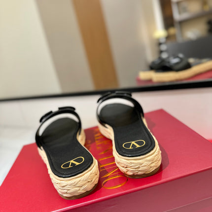 VLTN ESPADRILLE SLIDES 25S IN BLACK LAMBSKIN STYLE 11