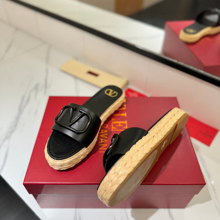 VLTN ESPADRILLE SLIDES 25S IN BLACK LAMBSKIN STYLE 11