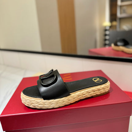 VLTN ESPADRILLE SLIDES 25S IN BLACK LAMBSKIN STYLE 11