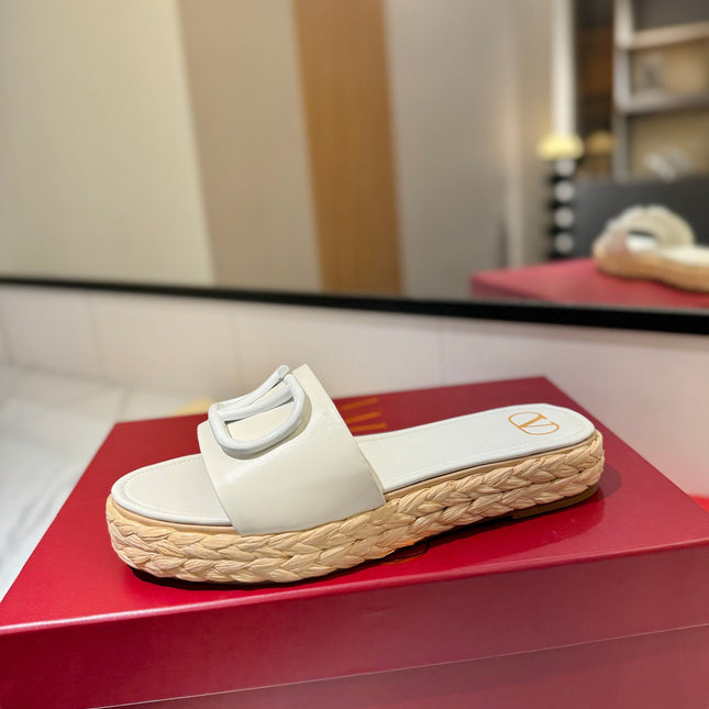 VLTN ESPADRILLE SLIDES 25S IN WHITE LAMBSKIN STYLE 8