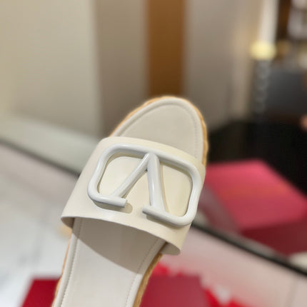 VLTN ESPADRILLE SLIDES 25S IN WHITE LAMBSKIN STYLE 8