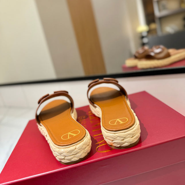 VLTN ESPADRILLE SLIDES 25S IN LIGHT BROWN LAMBSKIN STYLE 7