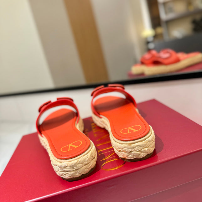 VLTN ESPADRILLE SLIDES 25S IN ORANGE LAMBSKIN STYLE 6