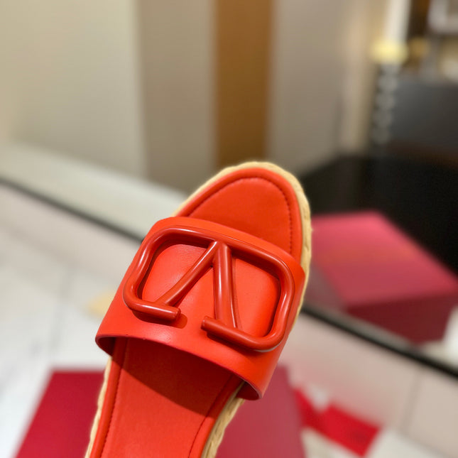 VLTN ESPADRILLE SLIDES 25S IN ORANGE LAMBSKIN STYLE 6
