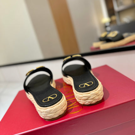 VLTN ESPADRILLE SLIDES 25S IN BLACK LAMBSKIN STYLE 5