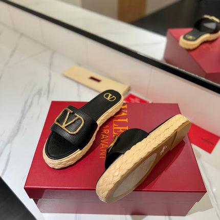 VLTN ESPADRILLE SLIDES 25S IN BLACK LAMBSKIN STYLE 5