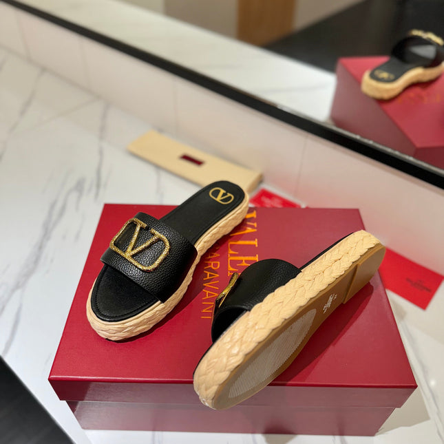 VLTN ESPADRILLE SLIDES 25S IN BLACK LAMBSKIN STYLE 5