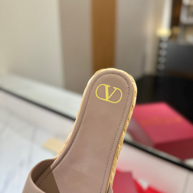 VLTN ESPADRILLE SLIDES 25S IN BEIGE BROWN LAMBSKIN STYLE 4