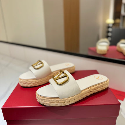 VLTN ESPADRILLE SLIDES 25S IN WHITE LAMBSKIN STYLE 3