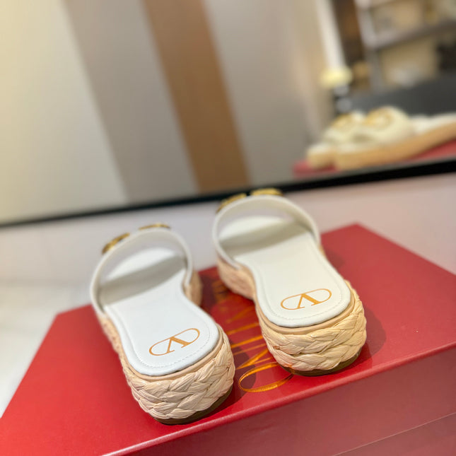 VLTN ESPADRILLE SLIDES 25S IN WHITE LAMBSKIN STYLE 3