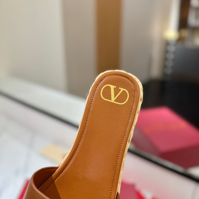 VLTN ESPADRILLE SLIDES 25S IN BROWN LAMBSKIN STYLE 2