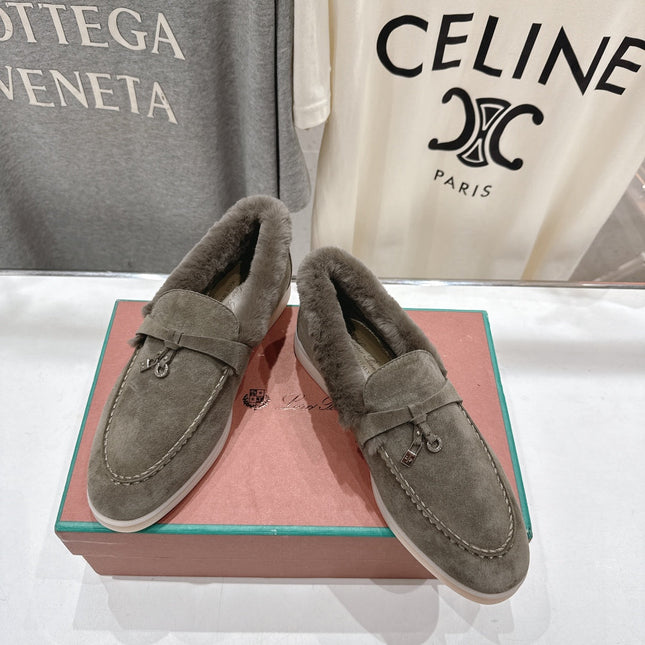 LP 25S SUMMER CHARMS WALK LOAFERS IN CHARCOAL BROWN SUEDE AND FLEECE