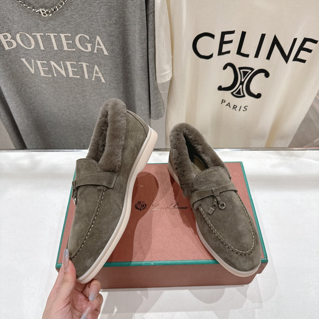 LP 25S SUMMER CHARMS WALK LOAFERS IN CHARCOAL BROWN SUEDE AND FLEECE