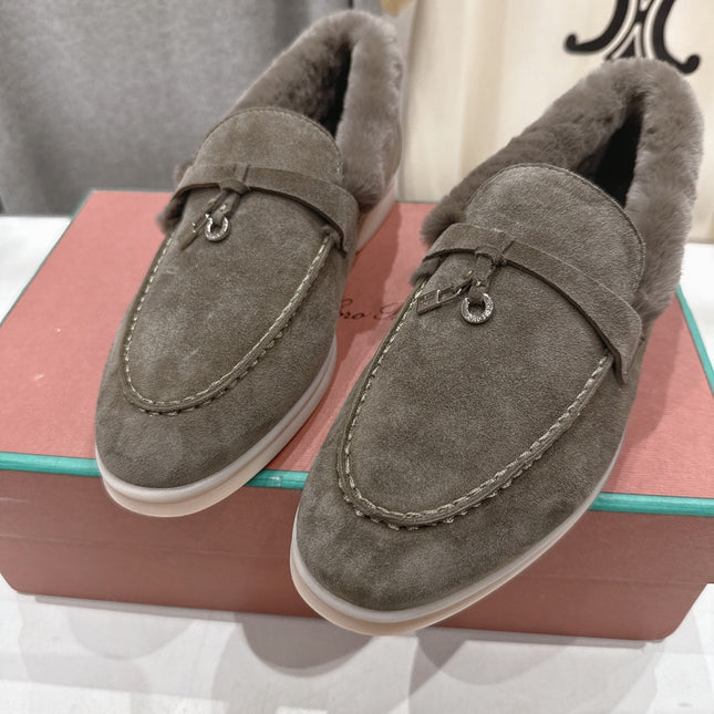LP 25S SUMMER CHARMS WALK LOAFERS IN CHARCOAL BROWN SUEDE AND FLEECE