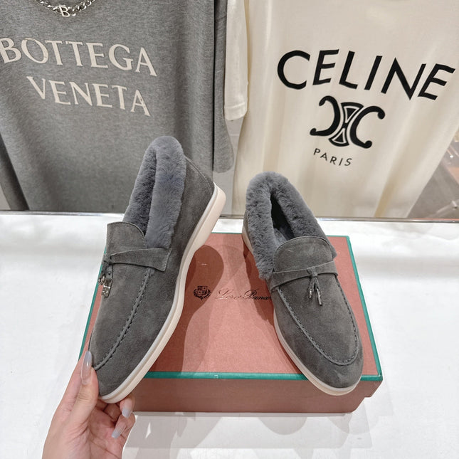 LP 25S SUMMER CHARMS WALK LOAFERS IN LIGHT CHARCOAL SUEDE AND FLEECE