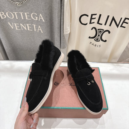 LP 25S SUMMER CHARMS WALK LOAFERS IN BLACK SUEDE AND FLEECE